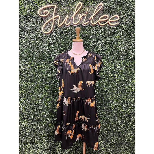 Farrah V-Notched Cheetah Print Dress