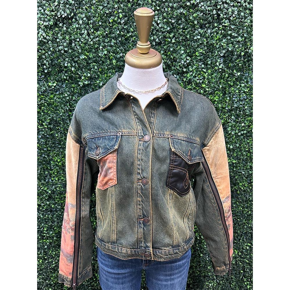 Chana Western Print Denim Jacket