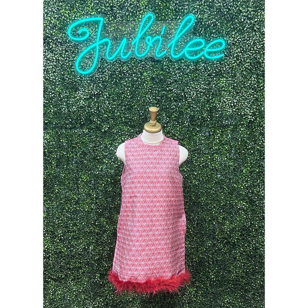Noel Feather Pink Floral Jacquard Dress
