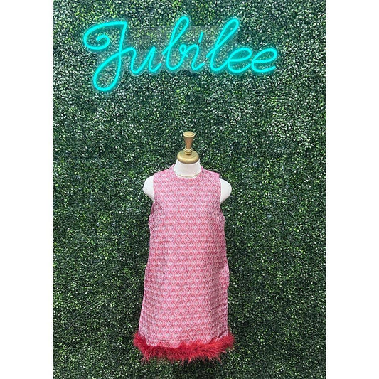 Noel Feather Pink Floral Jacquard Dress