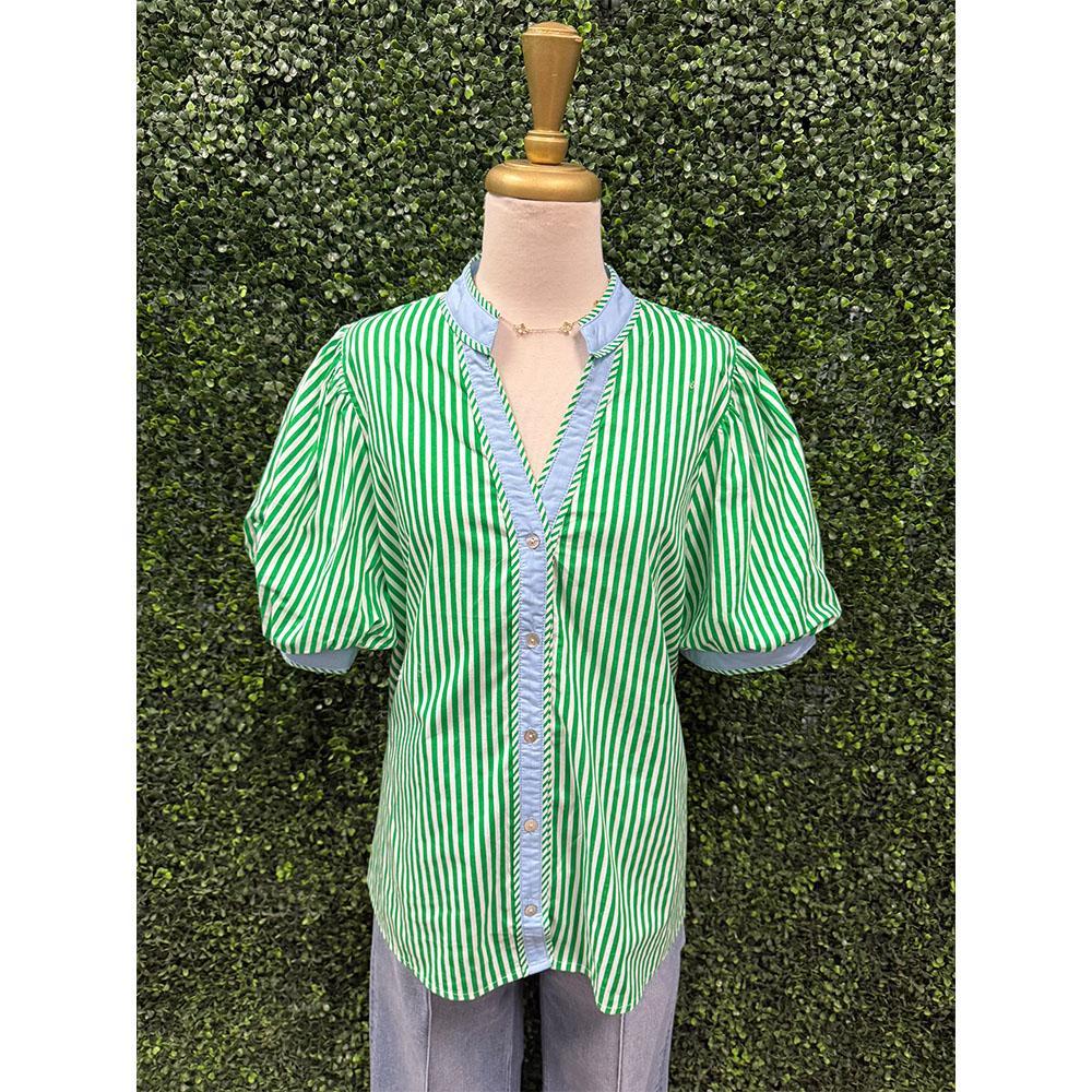 Marianna Green Stripe Top