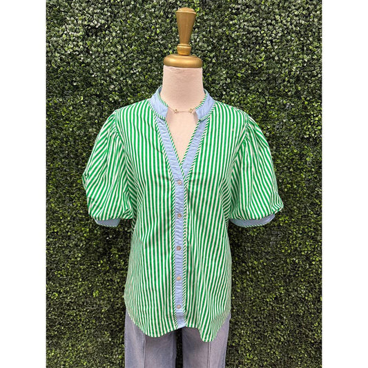 Marianna Green Stripe Top