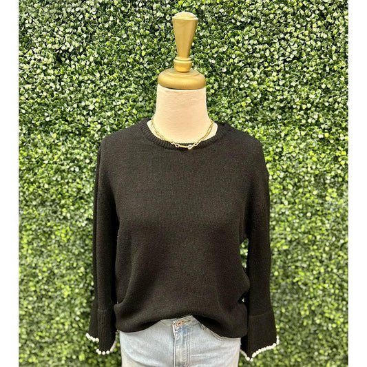 Athena Black Pearl Sleeve Sweater
