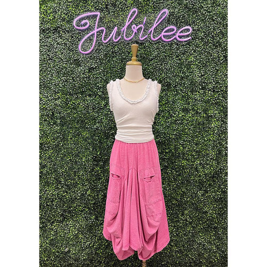 Magenta Audrey Cotton Bubble Skirt