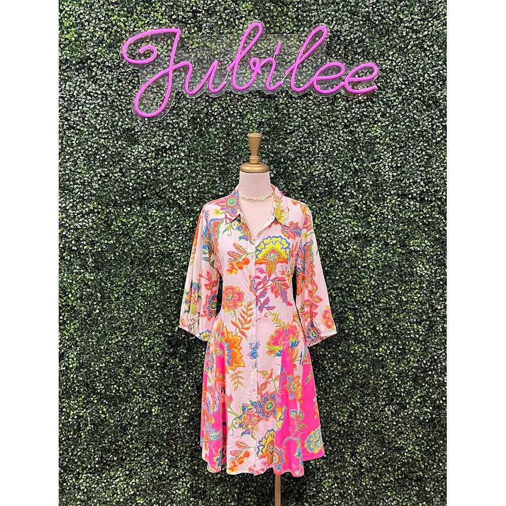 Isla Jacobin Neon Flower Dress