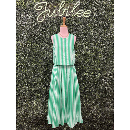 Jania Green Pleated Midi Skirt