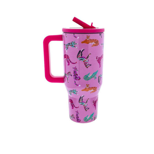 Midnight Roar 30 oz. Tumbler with Flip Straw and Handle