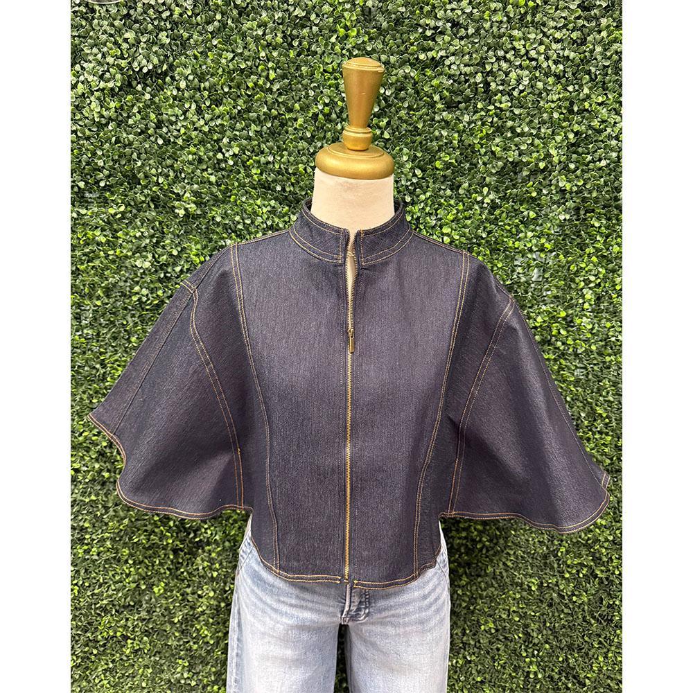 Tory Dark Denim Capelet Top