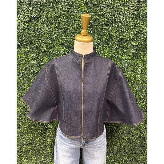 Tory Dark Denim Capelet Top