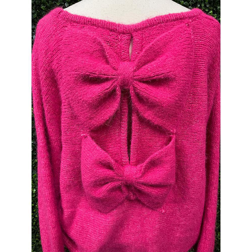 Fuschia Back Bow Detail Sweater