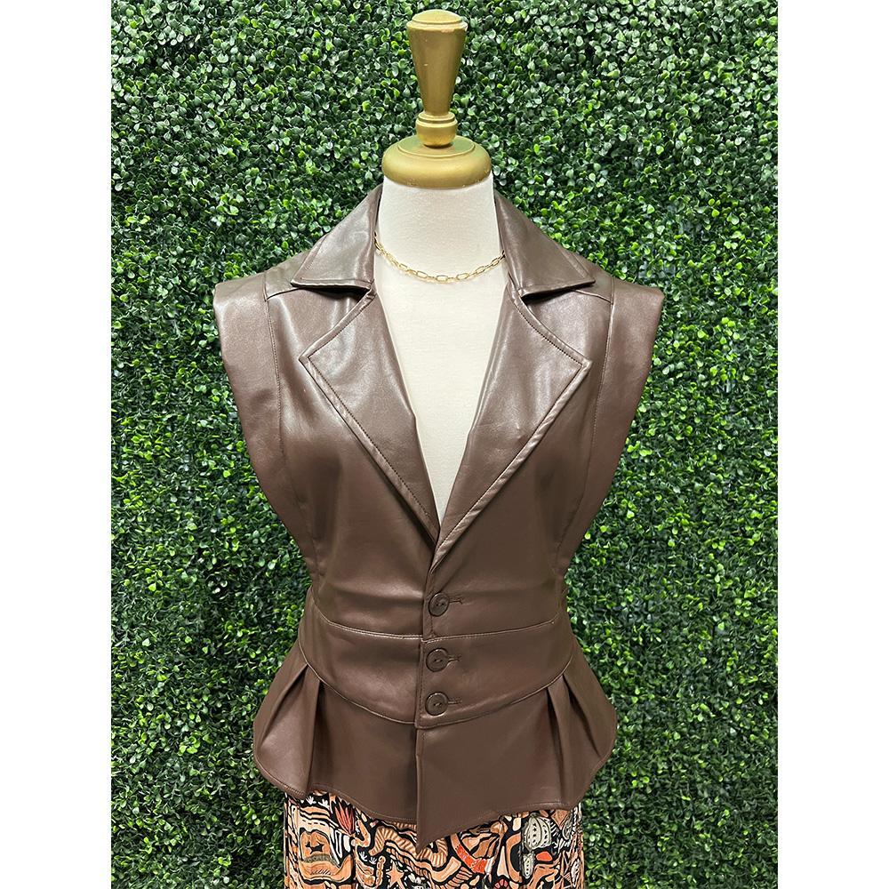 Bellamy Espresso Vegan Leather Top