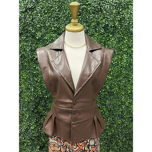 Bellamy Espresso Vegan Leather Top