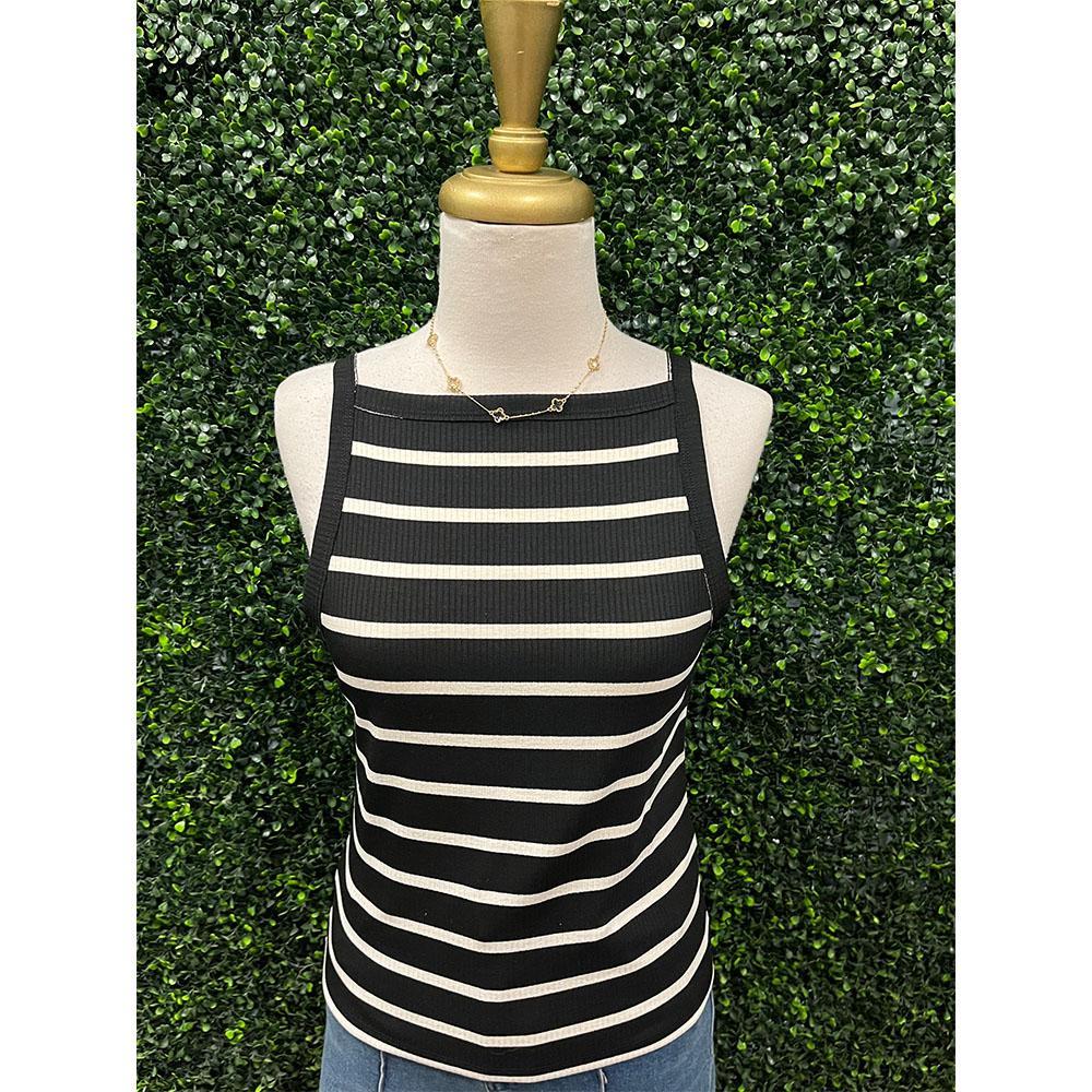 Moira Black & White Striped Tank