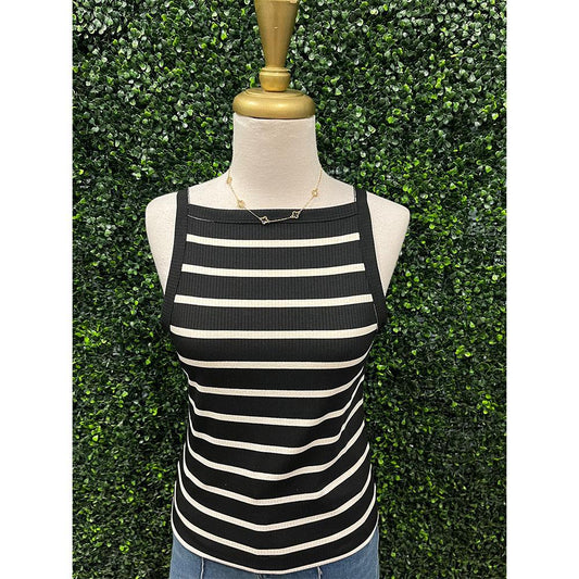 Moira Black & White Striped Tank