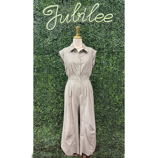 Mellie Olive Striped Jumpsuit