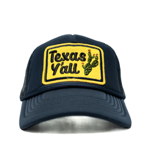 Texas Y'all Prickly Pear Patch Navy Foam Trucker Hat