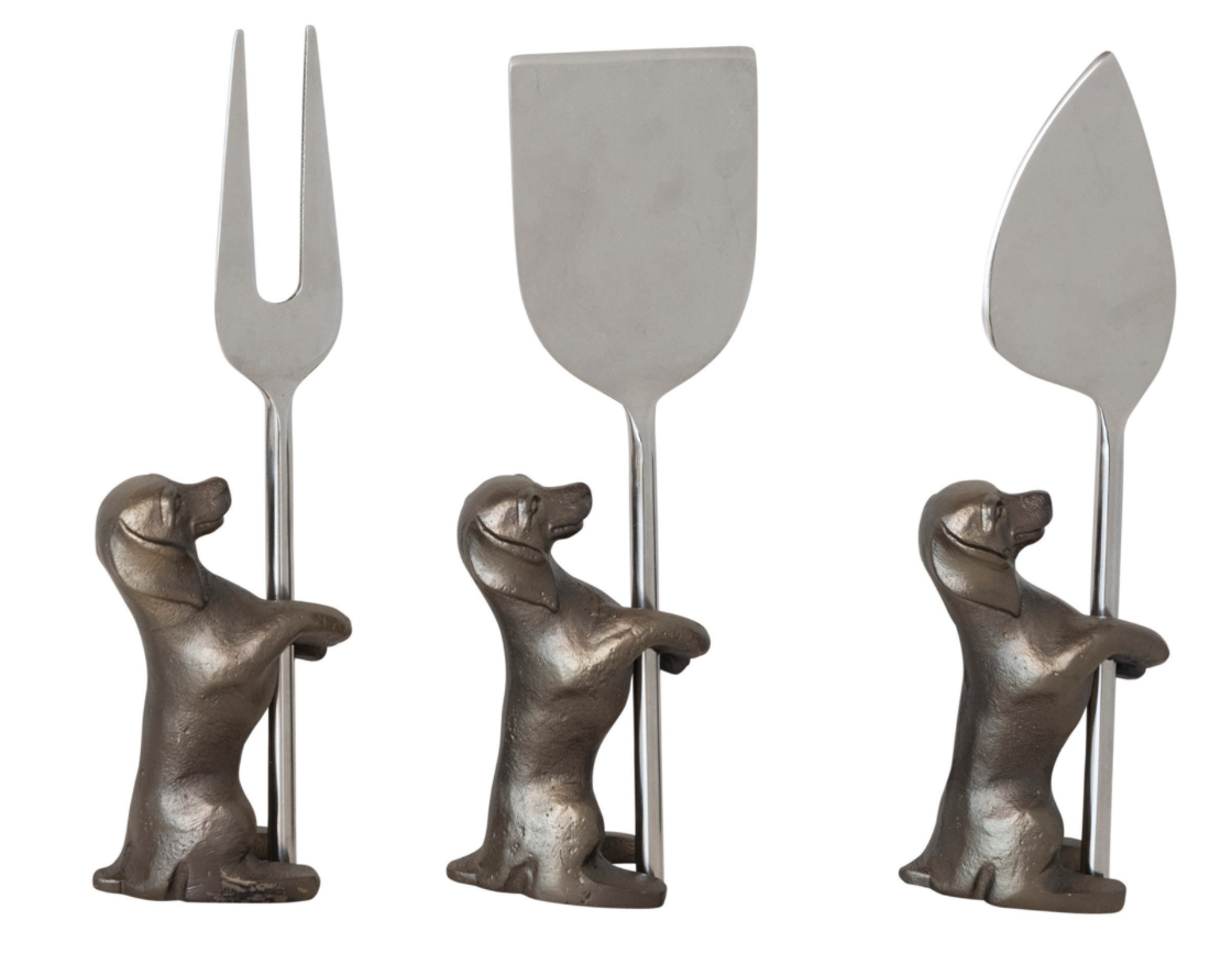 Cheese Knives w/ Dog Stands SET OF 3